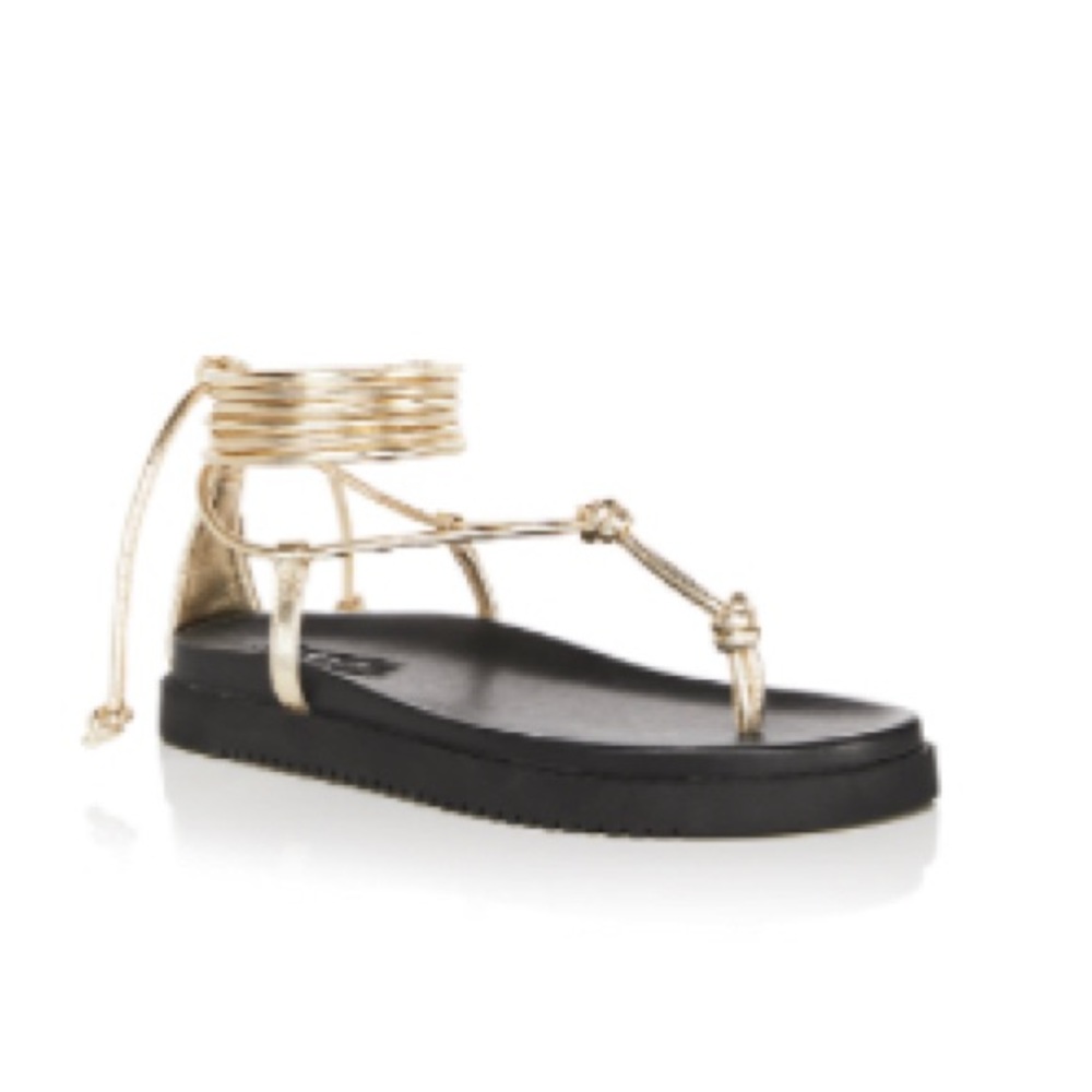 Aqua gold strap sandals